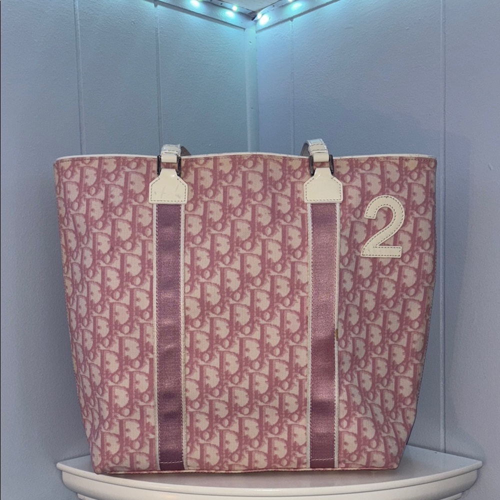 Dior Pink and white Patterned Tote